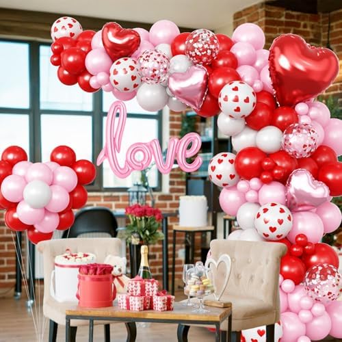 Mothers Day Balloon Arch Garland Kit, Pink Red White Latex Balloon with Happy Mother Day Love Heart Mylar Foil Balloons for Motherday Best Mon Ever Wedding Anniversary Birthday Party Decorations - Image 4