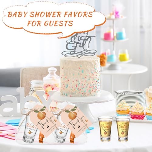 50 Sets Baby Shower Favors Shot Glasses Keychain Gifts, Cutie, Orange - Image 6