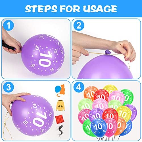 Ainiv 10th Birthday Balloons 18PCS, 12inch Numbers Printed Latex Balloons - Image 3