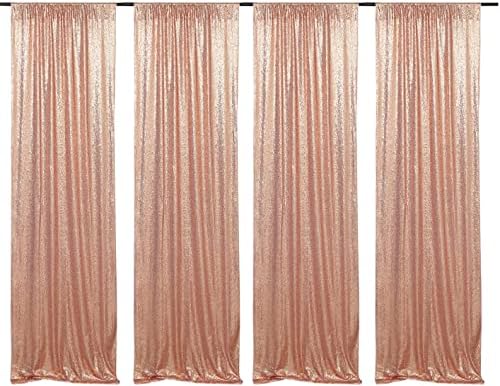 Poise3EHome Rose Gold Sequin Backdrop Curtains,4 Panels 2FTx8FT Glitter Background for Party Birthday Party Baby Shower Wedding Christmas Thanksgiving Halloween Holiday Festival Decor by Poise3EHome