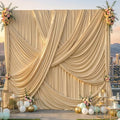 30x12 ft Champagne Backdrop Curtains for Weddings, Birthdays and Photos by PartyVillage