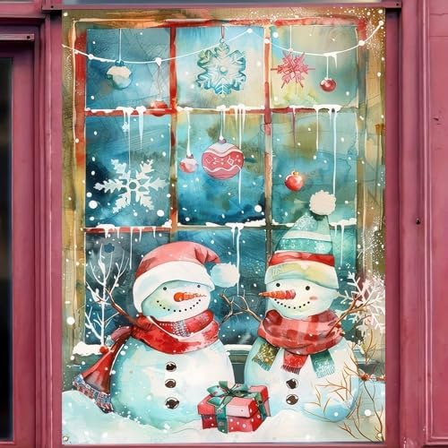 BlissYard Snowy Snowman Christmas Window Banner 31x47 Fabric - Image 5