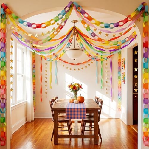 TaoBary Rainbow Party Decorations 600 Sheet Paper Chain, Vibrant, Same Size - Image 2