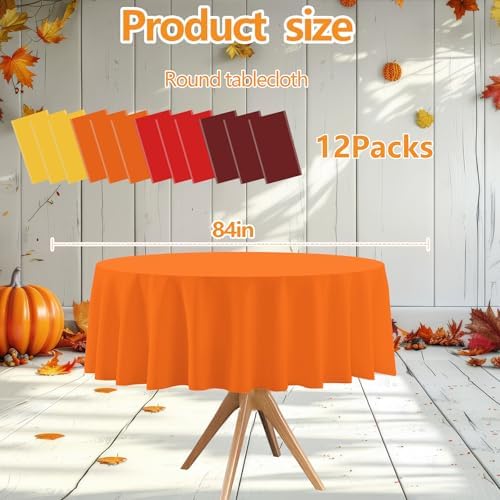 12 Pack Fall Plastic Round Tablecloths, 84 Inch - Image 3