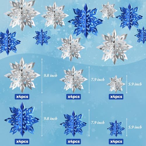 24PCS Hanging Snowflake Decorations Winter Wonderland Party Supplies - Image 4