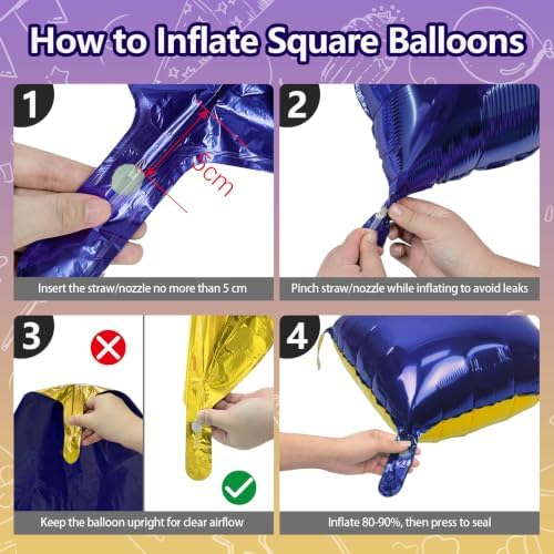 NISOCY 25PCS Navy Blue and Gold Square Foil Balloons Wall Backdrop - Image 3