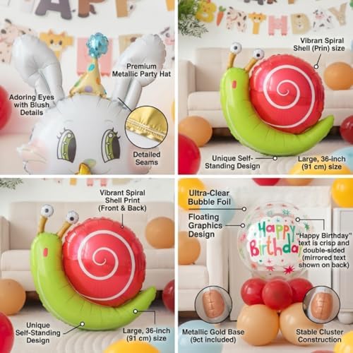 48 PCS Happy Birthday Farm Animals Foil Balloon Decorations Kit for Kids Birthday, Farm Theme Cow Chicken Pig Sheep All-In-One Party Supplies with Birthday Banner for Boys Girls Kids - Image 6