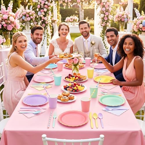 Vesici 452 Pcs Pastel Party Supplies Set for 50 Guests, 6 Colors - Image 6
