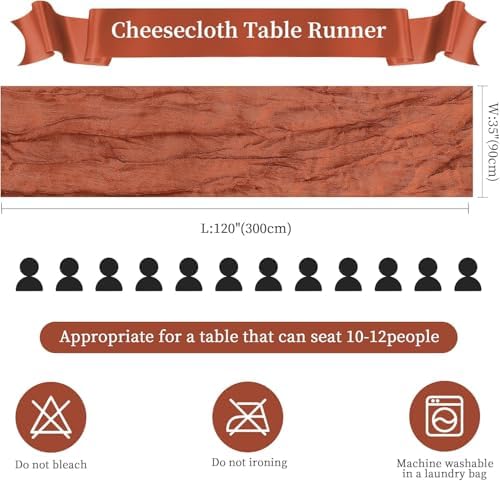 6 Pack Fall Table Runner Terracotta Cheesecloth 35×120 Inch Boho Home Decor - Image 2
