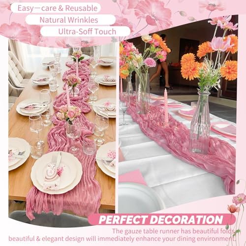 18 Pack Dusty Rose Cheesecloth Table Runner 17x108 Inches Boho Home Decor - Image 6
