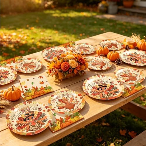 72PCS Thanksgiving Party Plates and Napkins, Fall Turkey Party Supplies - Image 6