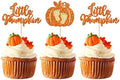 24pc Little Pumpkin Cupcake Toppers - Glitter Pumpkin Cupcake Picks - Baby Shower Decorations - Fall Harvest Theme - Kids Birthday Party Supplies by Ephlyn