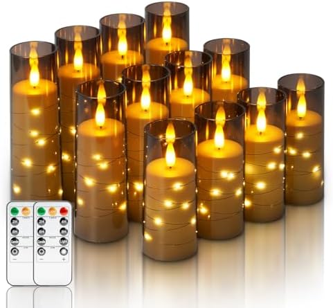 Homemory 12Pcs Flickering Flameless Candles with Remote, LED Pillar Candles by Homemory