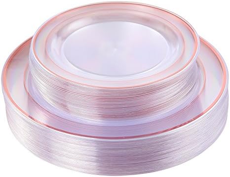I00000 60 Pcs Rose Gold Plastic Plates, Premium Disposable Party Plates by I00000