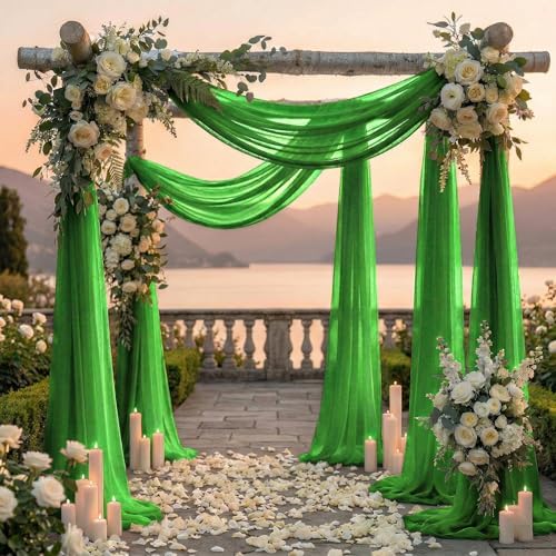 Pack of 1 Wedding Arch Drape Panel Fabric 30" x 20ft - Green - Image 4