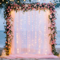 Tulle Backdrop Curtains with Lights Pink 10x10ft Sheer Curtain Backdrop by Fomcet