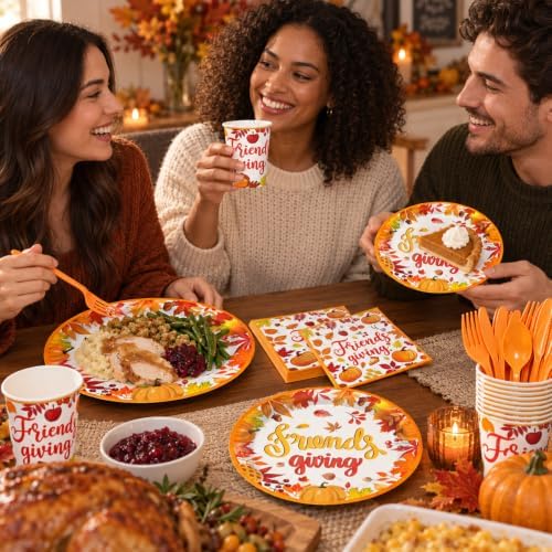 168 Pcs Friendsgiving Dinnerware Set Party Supplies, Serves 24 - Image 5