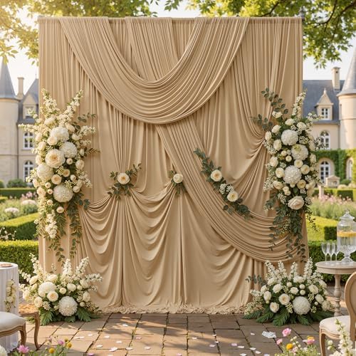 20ftx10ft Champagne Backdrop Curtains for Parties, Wrinkle Free Photo Curtains Backdrop Drapes 4 Panels Back Drop Cloth Drapery for Wedding Birthday Photography Background by CO-AVE