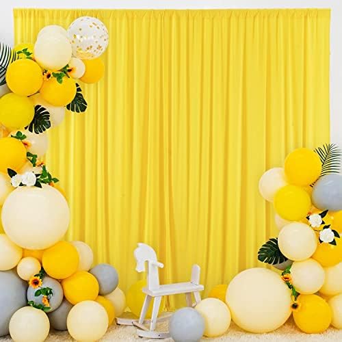 AK TRADING CO. 10 feet x 10 feet Polyester Backdrop Drapes Curtains Panels with Rod Pockets - Wedding Ceremony Party Home Window Decorations - Lemon Yellow - Image 5