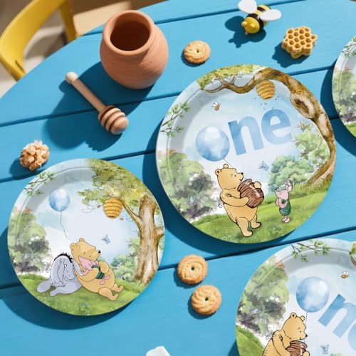 Classic Bear 1st Birthday Decorations Balloon Arch Kit and Plates Set - Image 5