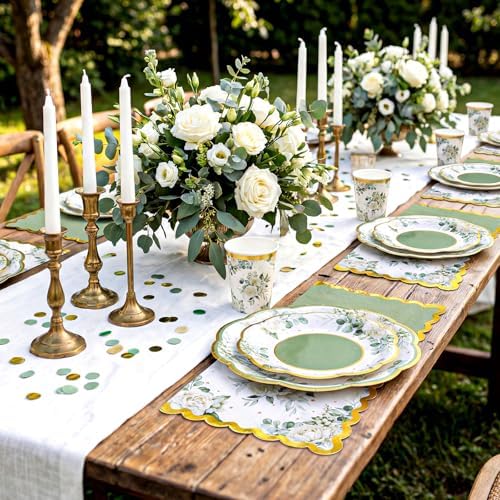 NatNarr 150 Pcs Sage Green Party Plates And Napkins Set For Bridal Shower - Image 4