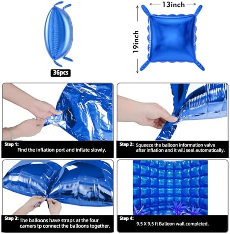 50pcs Navy Blue Foil Balloons Wall Backdrop with 80pcs Dark Blue Balloon Garland Arch Kit, Double Sided Balloon Tunnel for Anniversary New Year Birthday Graduation Ribbon Party Decorations - Image 3