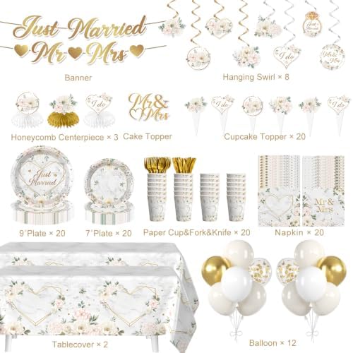 Wedding Party Decorations Tableware Set, Serves 20 - Image 2