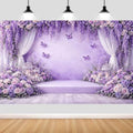 8X8ft Purple Lavender Butterfly Photography Backdrop Purple Wedding Flowers Girls Bridal Shower Party Decorations Background Baby Shower Birthday Party Cake Table Decor Photo Booth Props by NYMB