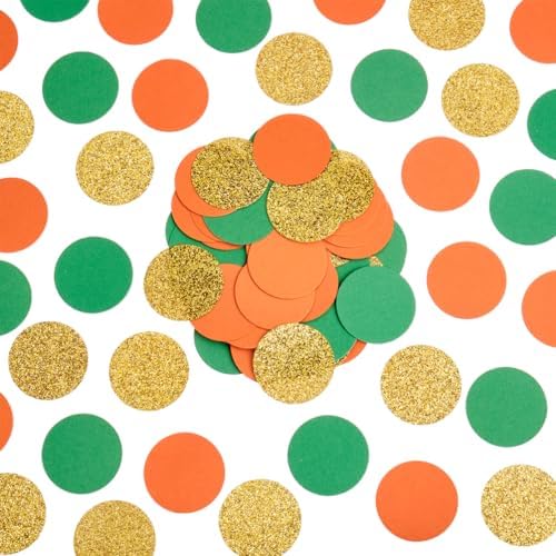 MOWO Gold Orange and Green Confetti Table Decoration, 1.2'', 200pc - Image 2