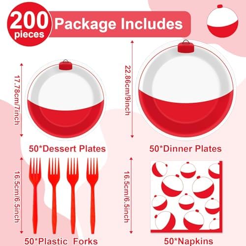 CHUNNIN 200 PCS Gone Fishing Party Plates Napkins Fishing Tableware Set - Image 2