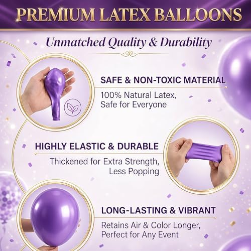 Balloon Column Kit Set of 2 With Balloons Included - with Base, and Pole,Balloon Tower Backdrop Decoration for Wedding, Baby Shower, Birthday Party, or Bachelorette Parties (Enigmatic Purple) - Image 7