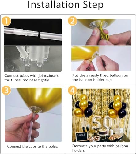 4 Sets Balloon Stand Kits, Balloon Sticks Holder with Base for Table Centerpiece Graduation Birthday Baby Shower Party Decorations - Image 7