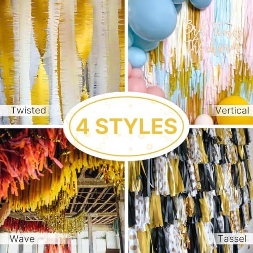 PartyWoo Gold Crepe Paper 4pcs 328 FT Metallic Gold Streamers - Image 6