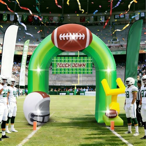 9FT Football Inflatable Arch Party Decoration Blow Up Helmet, Built in LED Lights Goal Post for Yard Giant Balloon Photo Prop for Gift Light Green - Image 6