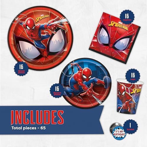 Spiderman Birthday Decorations Party Supplies - Complete Tableware Set - Image 2