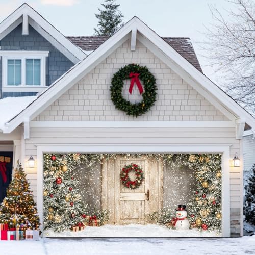 HOMETITUTE Christmas Entryway Garage Door Cover Banner 13x6ft Canvas by HOMETITUTE