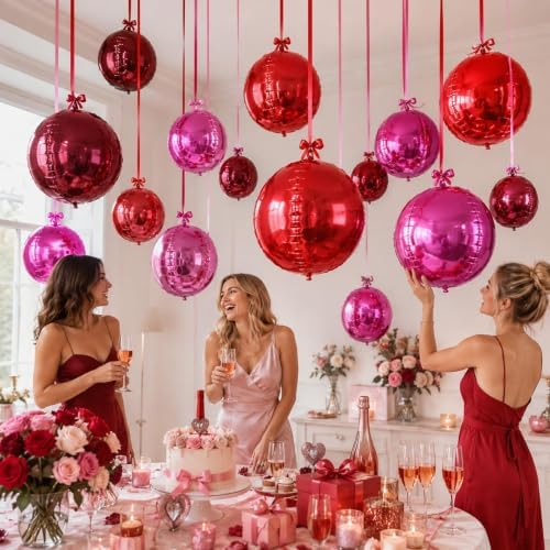 Togvu Burgundy Red Pink Balloons, 15PCS Different Sizes 4D Metallic Balloon - Image 6