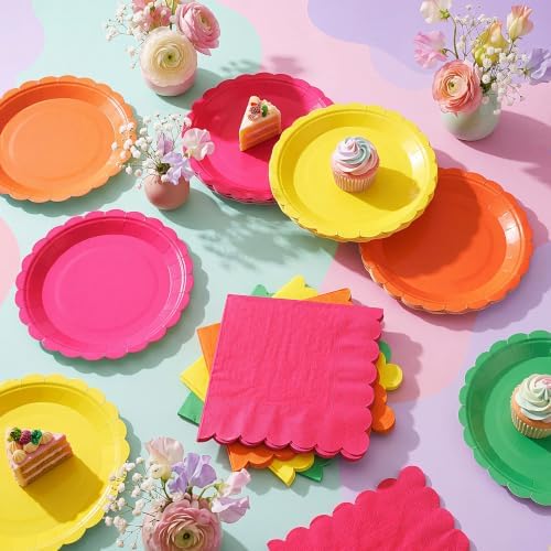 120 Pcs Colorful Plates and Napkins 7in Neon Plates Party Supplies - Image 6