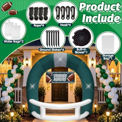 8FT Green White Inflatable Football Helmet Arch with LED Lights - Image 3