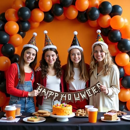 Black and Orange Balloons Garland Arch Kit, 412pcs Black Orange Halloween Balloons with Different Size for Graduation Halloween Harley Davidson Decorations - Image 7