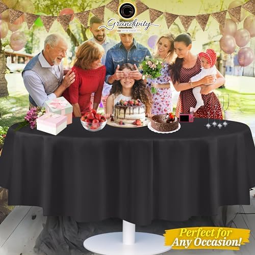 Grandipity Plastic Table Cloth Disposable 12 Pack 84" Round Dark Grey - Image 6