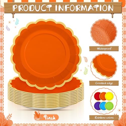 48 Pcs Rainbow Paper Plates 9 Inch Colorful Scalloped Paper Disposable Dinner Dessert Plates for Birthday Wedding Bridal Party Supplies, 6 Colors - Image 4