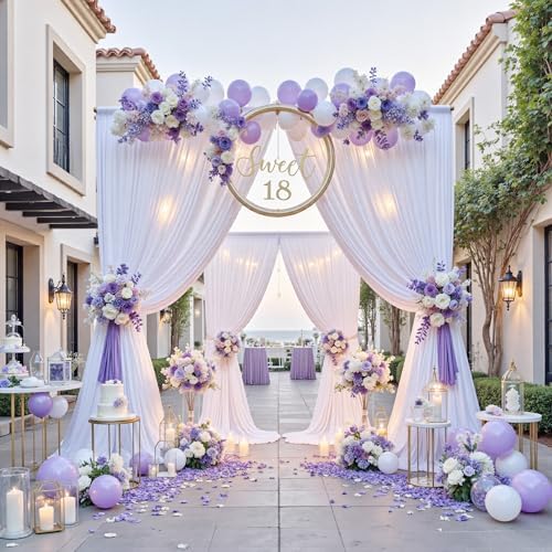 14ft x 10ft White Backdrop Curtains for Parties, Wrinkle Free 2 Panels Photo Backdrop Drapes Back Drop Cloth for Wedding Birthday Photography Background Decor - Image 6
