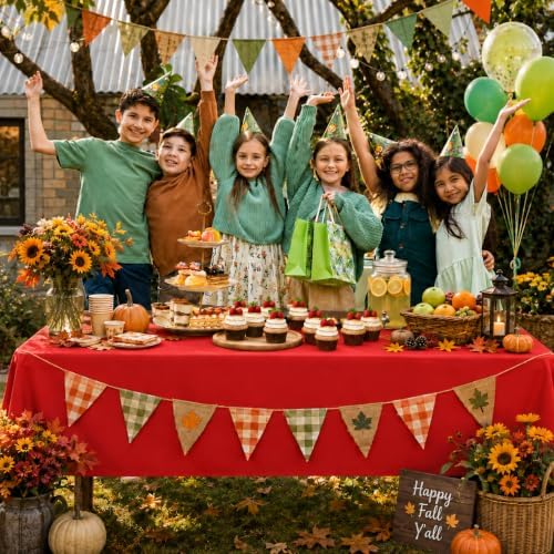 12 Pcs Fall Plastic Tablecloths Thanksgiving Rectangle Tablecloth - Image 6