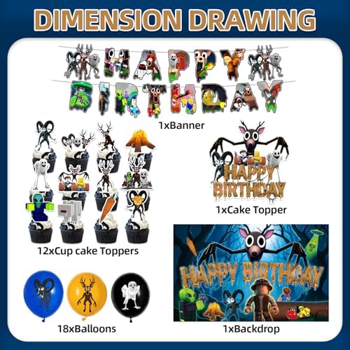 42Pack 99 Nights in the Forest Birthday Party Supplies Pack Includes，Banner，Cake Topper，Blackdrop,Balloons for 99 Nights in the Forest party supplies - Image 2