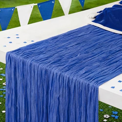 1 Pack Blue Cheesecloth Table Runner 120 Inch Boho Wedding Decor by Fixwal