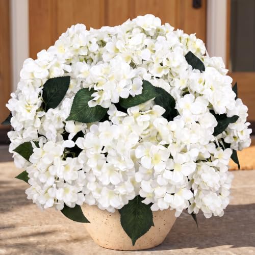 Upgraded 7-Head Hydrangea Artificial Flowers for Outdoor, UV Resistant by ECCELSO