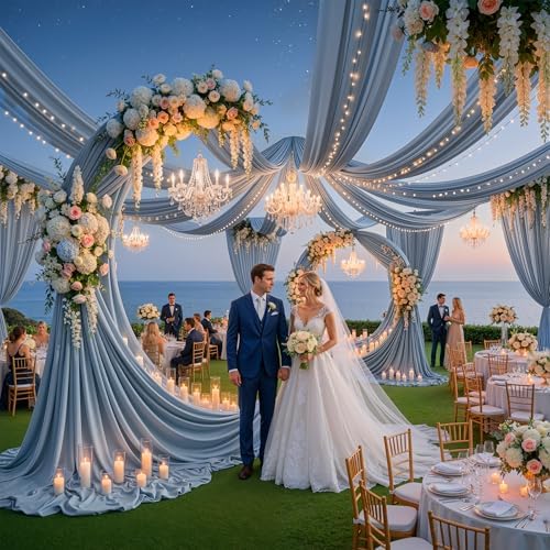 20ftx40ft Dusty Blue Ceiling Curtain for Wedding Parties by PartyVillage