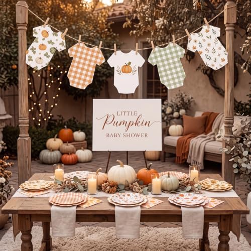 NatNarr 150 Pcs Fall Plates and Napkin, Orange White Fall Floral Dinnerware - Image 4