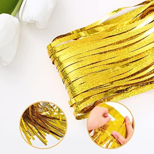 10 Pack Gold Backdrop Curtain 3.2ft x 8.2ft Metallic Tinsel Foil Fringe Curtains Photo Booth Background for Birthday Party Decoration Baby Shower Engagement Wedding Christmas Decoration (Gold) - Image 4